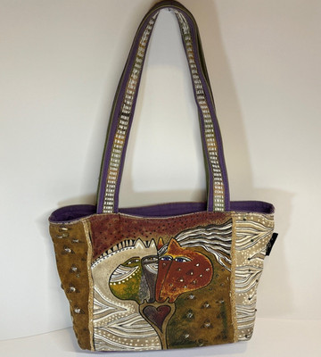 Laurel Burch Embracing Horses Cotton Bag Tapestry Heart Tote Boho Whimsical Art