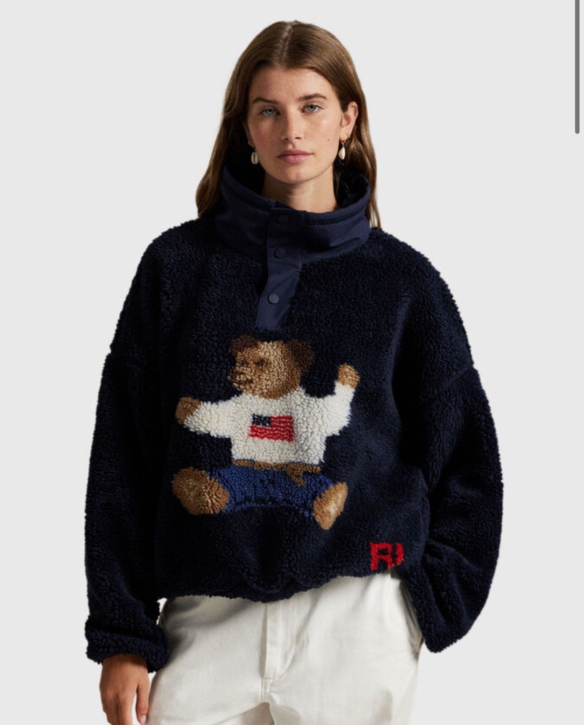 Ralph Lauren Polo Bear Sweater High Pile Fleece Mockneck SOLD OUT AUTHENTIC M