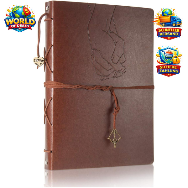 Fotoalbum Zum Selbstgestalten Scrapbook Vintage Leder GäStebuch Geschenk FüR-image