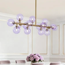 CROSSIO Mid Century Modern Gold Chandelier Rectangle Pendant Fixtures Linear ...