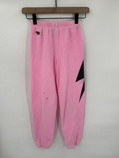 Aviator Nation Sweatpants Youth Size 12 Pink Joggers USA Made Lightning Bolt