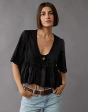 American Eagle Tie Front Bell Flyaway Shirt Size Medium