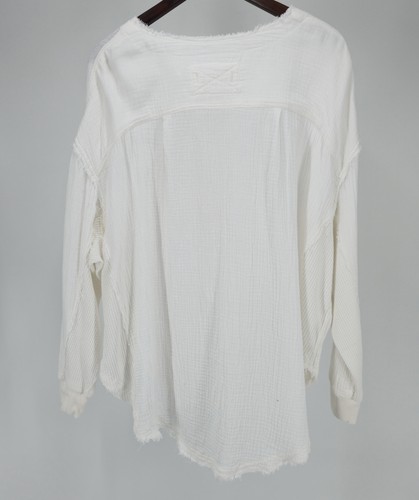 We The Free Guaze Pullover Womens Small White Henley Lightweight Boho Shirt - Picture 2 of 15