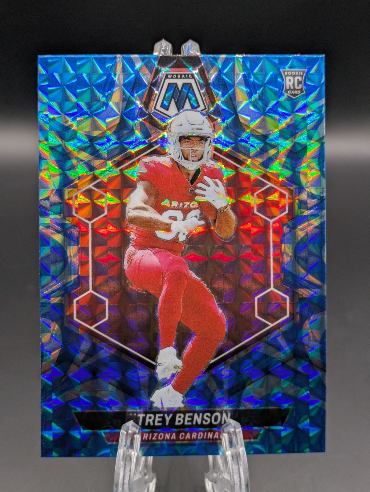 2024 Panini Mosaic - Rookies Reactive Blue Mosaic Prizm #360 Trey Benson (RC)