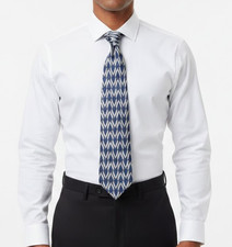 Men  s Tie Navy Blue With Light Blue Square Pattern 100 Handmade Silk