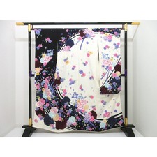 Authentic Japanese Kimono, Yuzen dyeing process, size S length . 260-007-5...