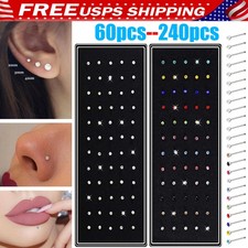 240x Stainless Steel Nose Studs Rings Piercing Pin Body Jewelry Nose Studs Rings