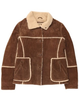 Conbipel Womens Shearling Jacket IT 48 XL Brown Leather DV17