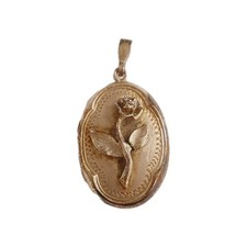 Vintage Sterling silver stylic Rose Flower Locket Pendant 5.92g (16)