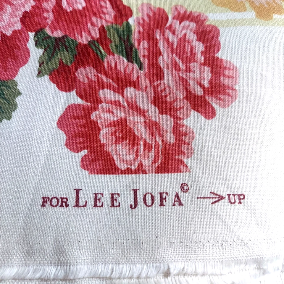 Lee Jofa "Lavinia" Linen Fabric Maize Colorway 7.5 Yards Floral & Wide Stripe - Image 4 of 4