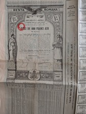 Bond Renta Romana 1000 Francs Gold 4% 1929