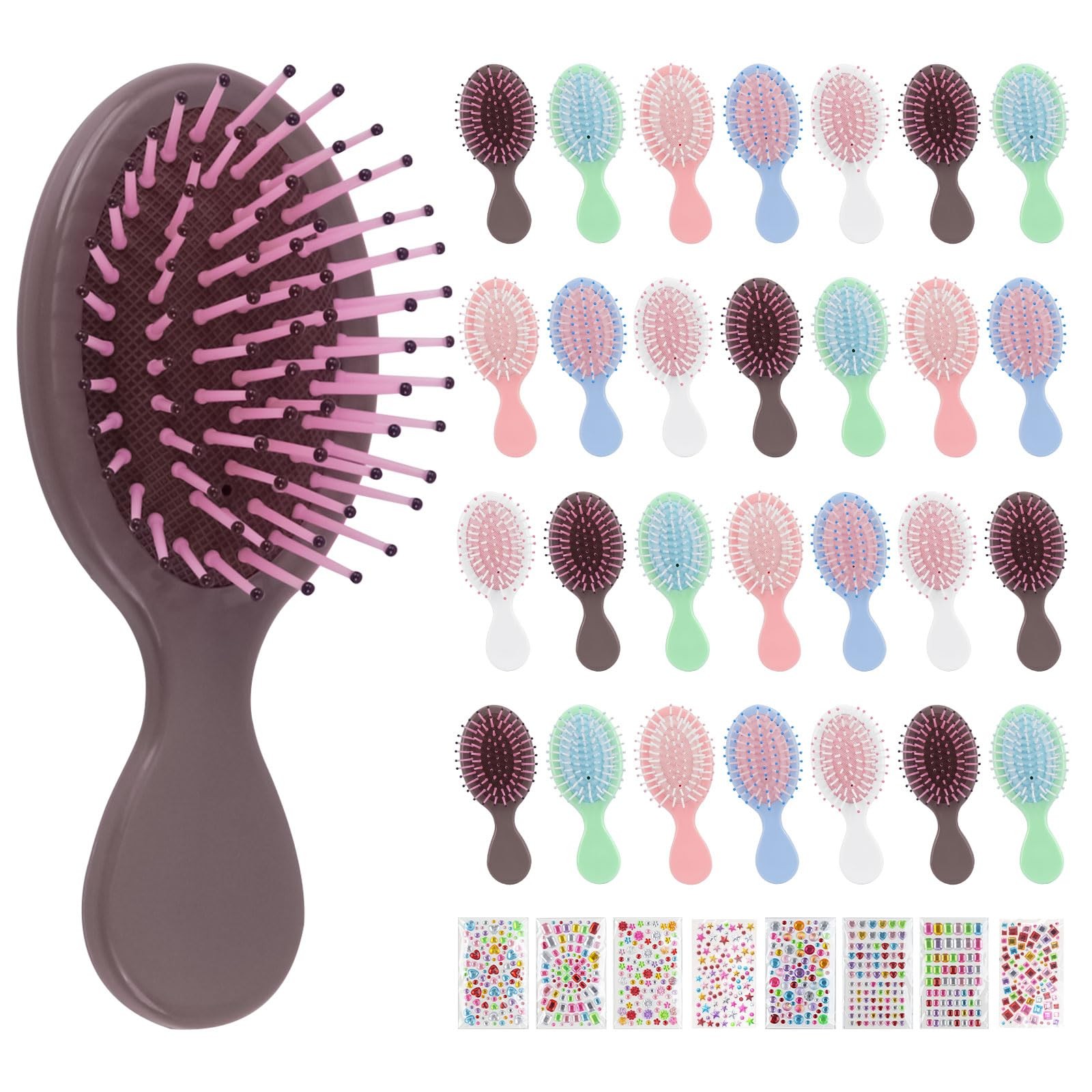 Hair Brush Bulk, 5-Color Mini Brush Bulk, Anti-Tangle, With 