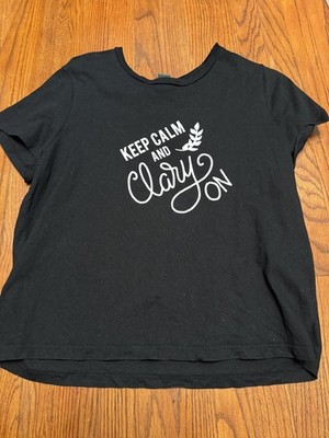 Hanes Shirt Women's Size 2X Black Round Neck. Keep Calm & Clary On (Clary Sage)