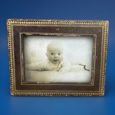 VTG Cute Baby Photo Leatherette Frame