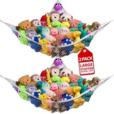 Handy Laundry Stuffed Animal Hammock Corner Net 2-Pack 47" x x 67", White