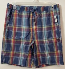 Gap Mens Medium Colorful Plaid Elastic-Waist Lightweight Lounge Shorts NWT A3151