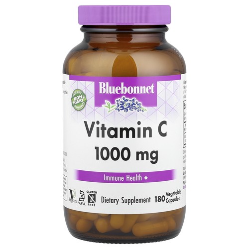 Bluebonnet Nutrition Vitamin C 1000 mg 180 Veggie Caps Egg-Free, Fish Free,
