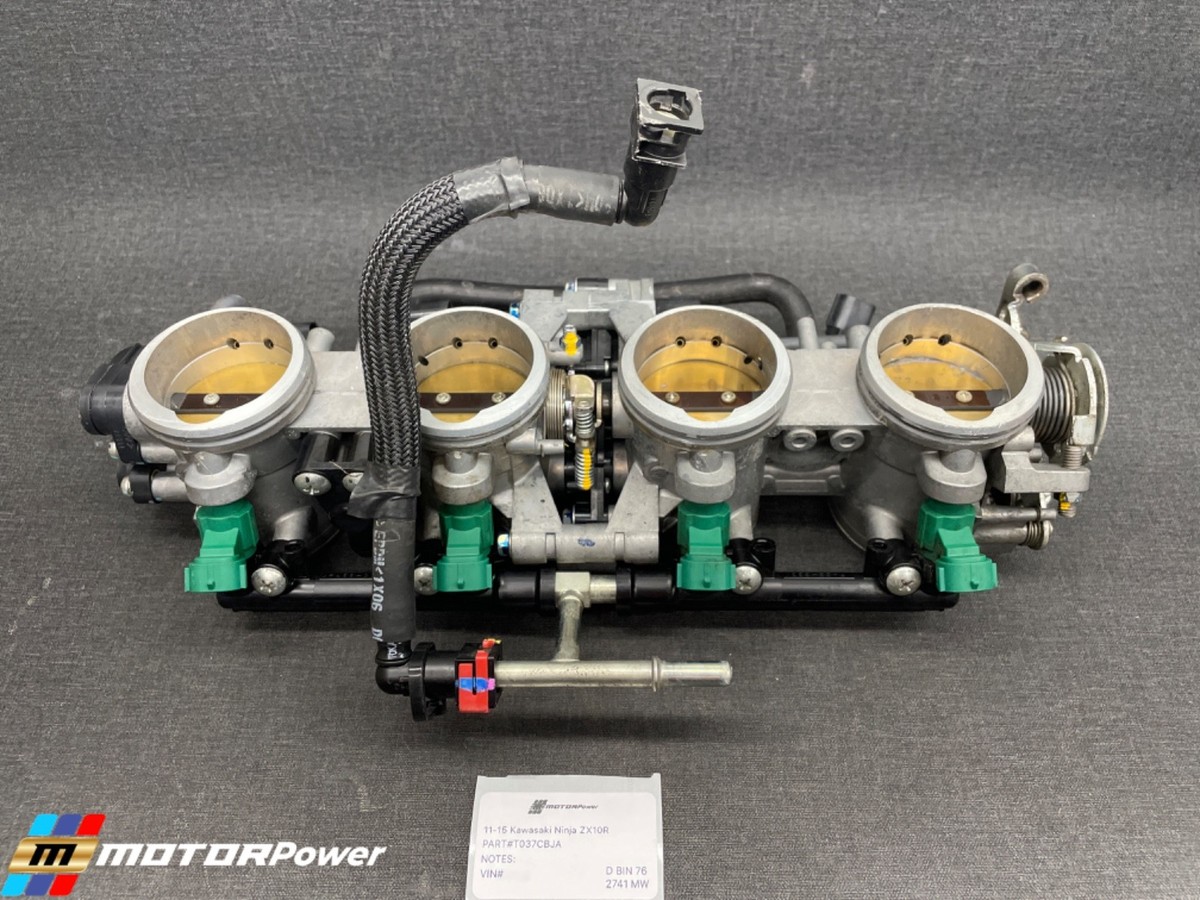 11-15 Kawasaki Ninja ZX10R Throttle Body Fuel Injectors Intake OEM
