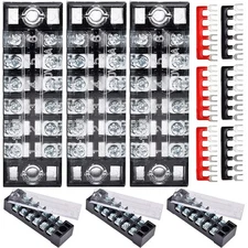 Terminal Blocks 6 Position 12PCS 6 Set, Screw Terminal Block Dual Row Buss Ba...