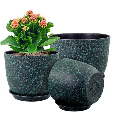 Large Flower Pots Set of 3 - 12/10/9 Inch Planters with Drainage for Indoor
