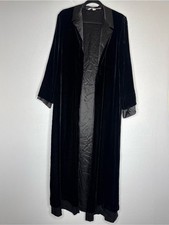 Vintage Victoria's Secret Black Velvet Long Robe with Satin Trim XS/S