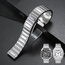 For Cartier Santos WSSA0009 WHSA0010 Solid Stainless Steel Watch Band Strap 21mm
