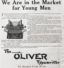 In the Market for Young Men to Sell OLIVER TYPEWRITER No. 3 Model 1906 Print Ad thumbnail