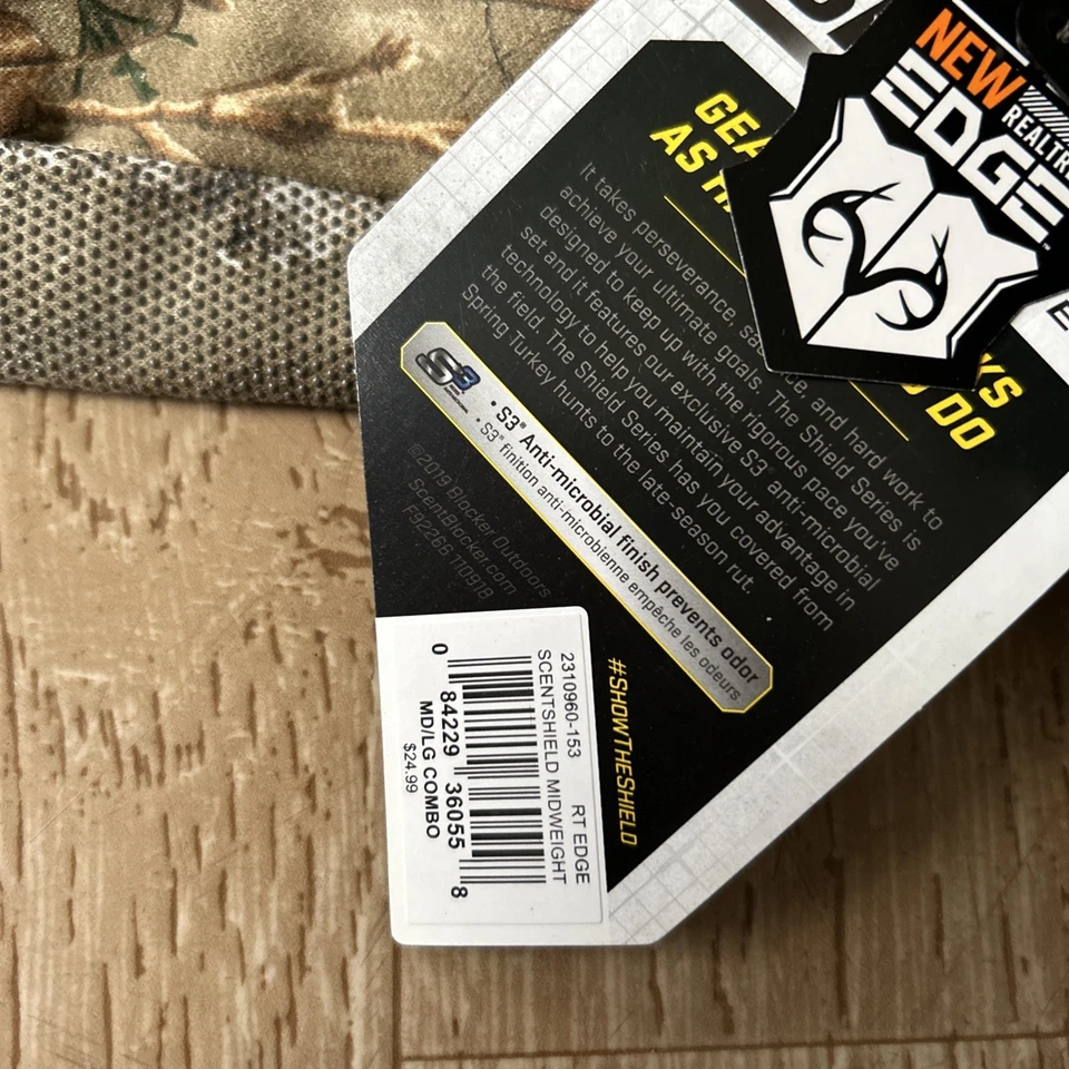 Scent Blocker Hat Gloves Combo SCENTSHIELD Midweight Realtree RT Edge MD/LG CAMO - Image 2 of 4