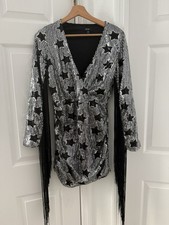 Nasty Gal Star Sequined Fringe Sleeve Mini Dress - Size 6
