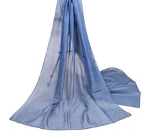 Sushila Vintage Grayish Blue Dupatta Pure Cotton Silk BRANDED Printed Long Stole