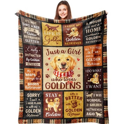 Golden Retriever Blanket 50x60 Inch Soft Flannel Dog Mom Gift Birthday Decor