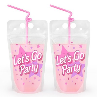 16 PCS Pink Drink Pouches Birthday Bachelorette Party Cup Drinkware Supplies