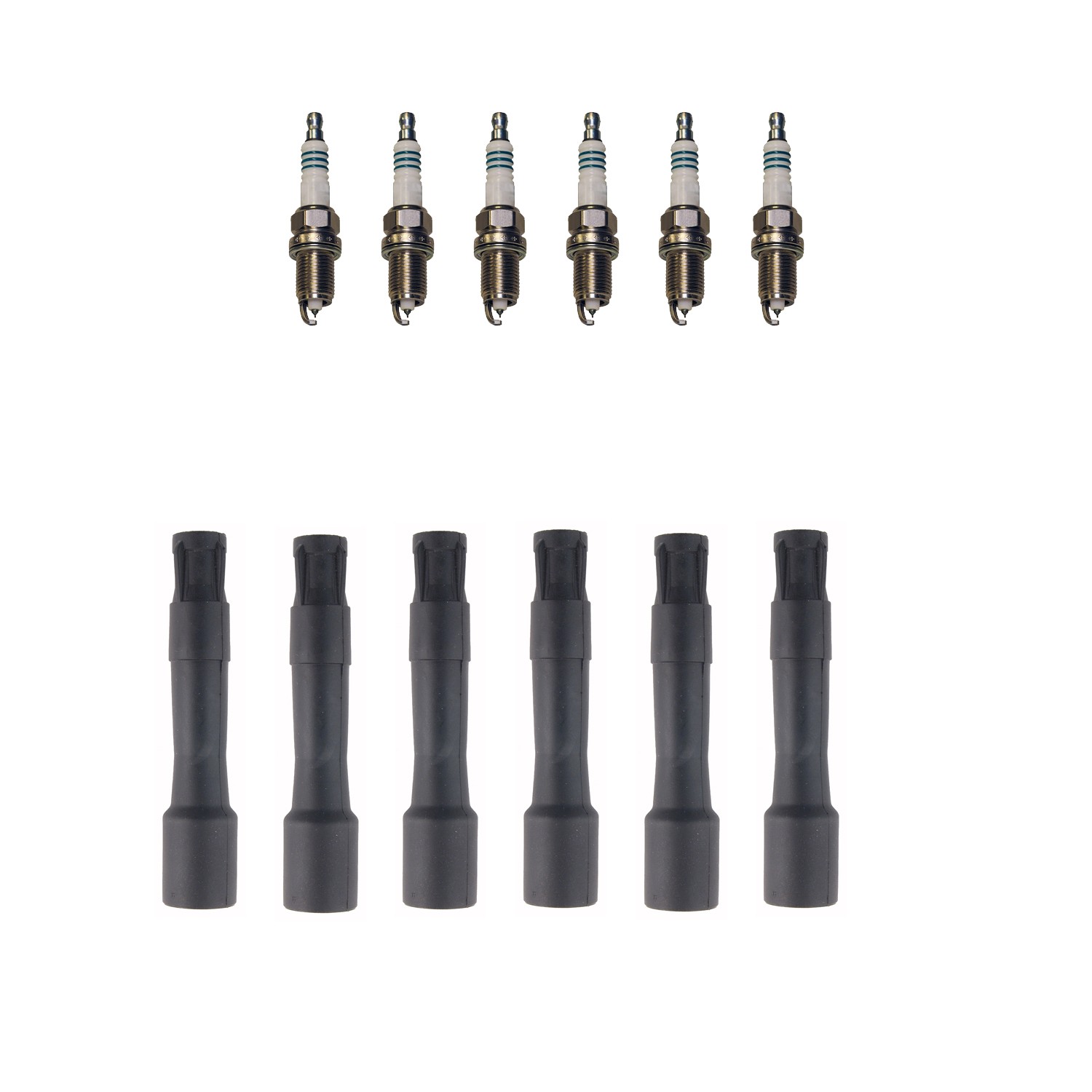 Denso 6 Iridium Spark Plugs  NGK Coil Boots Kit for BMW E53 X5 3.0L L6 01-02