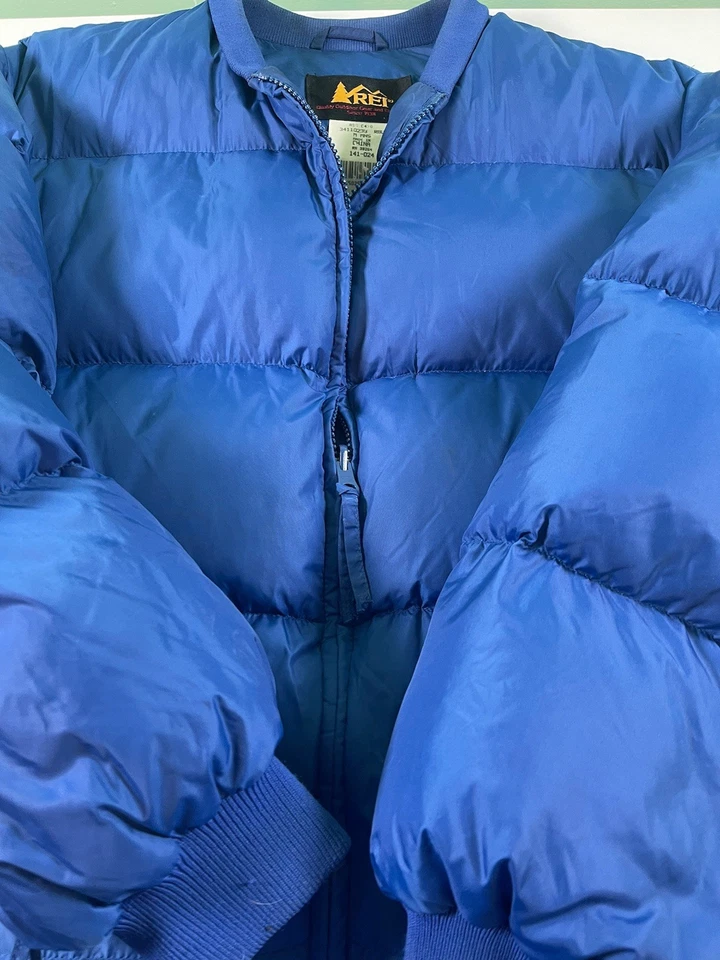 Vintage REI 90s Men’s Medium Goose Down Filled Full Zip Puffer Jacket Blue - Image 4 of 4