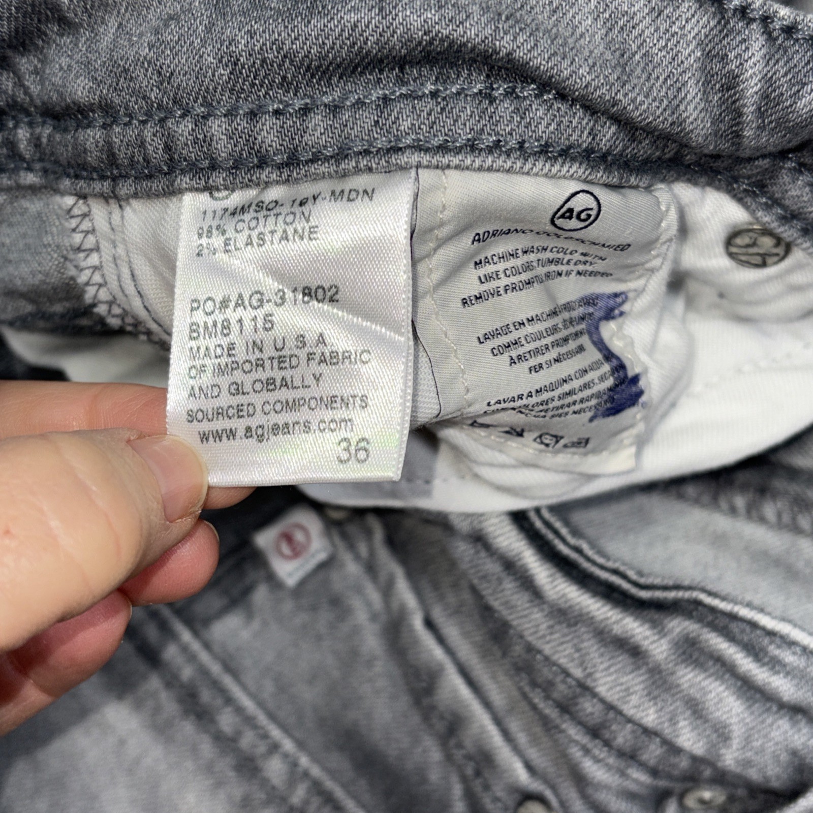 AG Jeans The Graduate Tailored Leg Pants Men 36 Gray Stretch Fits 35 X 33.5 - View 6