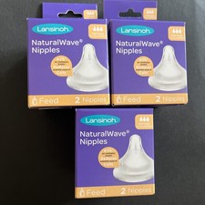 Lot Of 3 Boxes - Lansinoh NaturalWave Baby Bottle Nipples, 2 Nipples Per Box 6