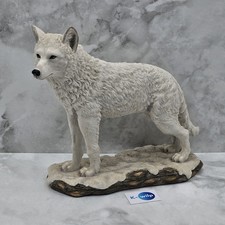 Artic White Snow Wolf Veronese Design Standing Sculpture Polystone Ornament