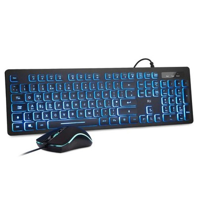 Kabelgebundene Tastatur und Maus, RK105 USB Tastatur und Maus mit Hintergrundbeleuchtung (weiß