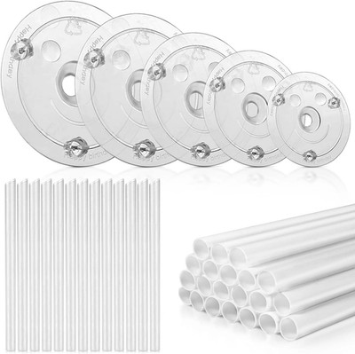 KISEER 5 Pieces Cake Separator Plates Stands with 24 Pieces Plastic Cake Dowels