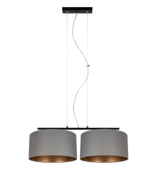 HäNgelampe Esszimmer Blendarm Stoff Schwarz Graphit Gold 70 Cm Pendelleuchte E27-image