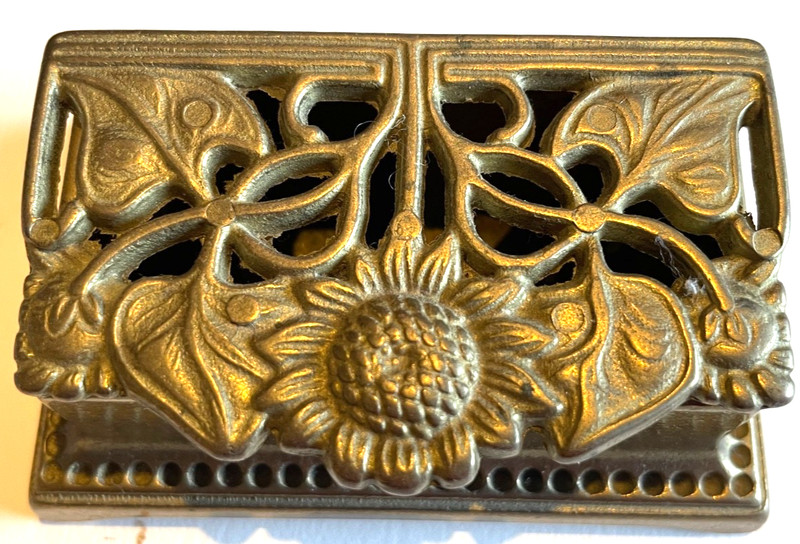 Vintage Solid Brass Stamp Holder Art Nouveau Flower Motif Made in Holland