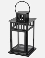IKEA BORRBY Black Lantern 28cm for Block Candle Indoor/Outdoor Décor
