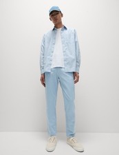 Marks & Spencer Mens Medium Blue Cotton Chino Trousers - M&S