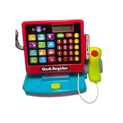 Kids Interactive Toy Cash Register with Scanner Microphone and Calculator Red