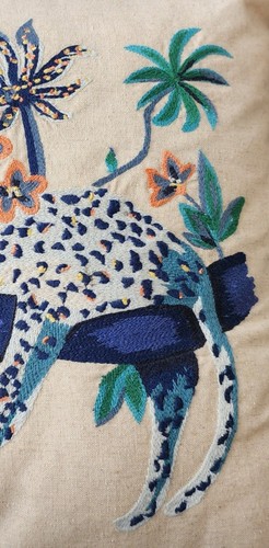 Blue Leopard Throw Pillow Jungalo Target 17 x 17 Embroidered Linen - Picture 3 of 7