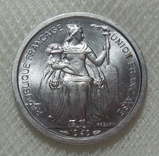 1949 FRENCH OCEANIA 2 FRANCS COIN BU UNCIRCULATED