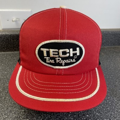 Vintage Tech Tire Repairs Hat Cap Snapback Patch Mesh Trucker Made in USA Auto