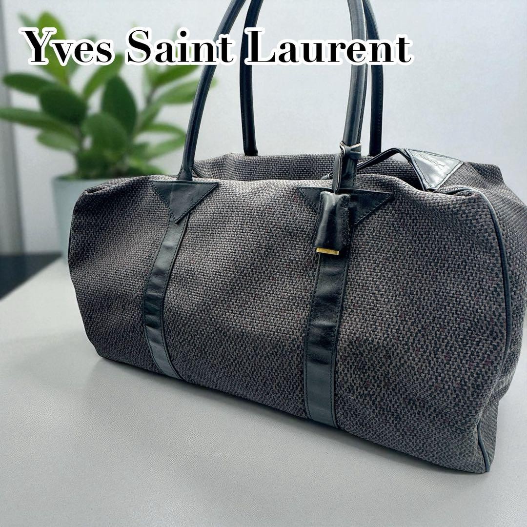 Borsa da viaggio Yves Saint Laurent con chiusura Boston tracolla in pelle autentica