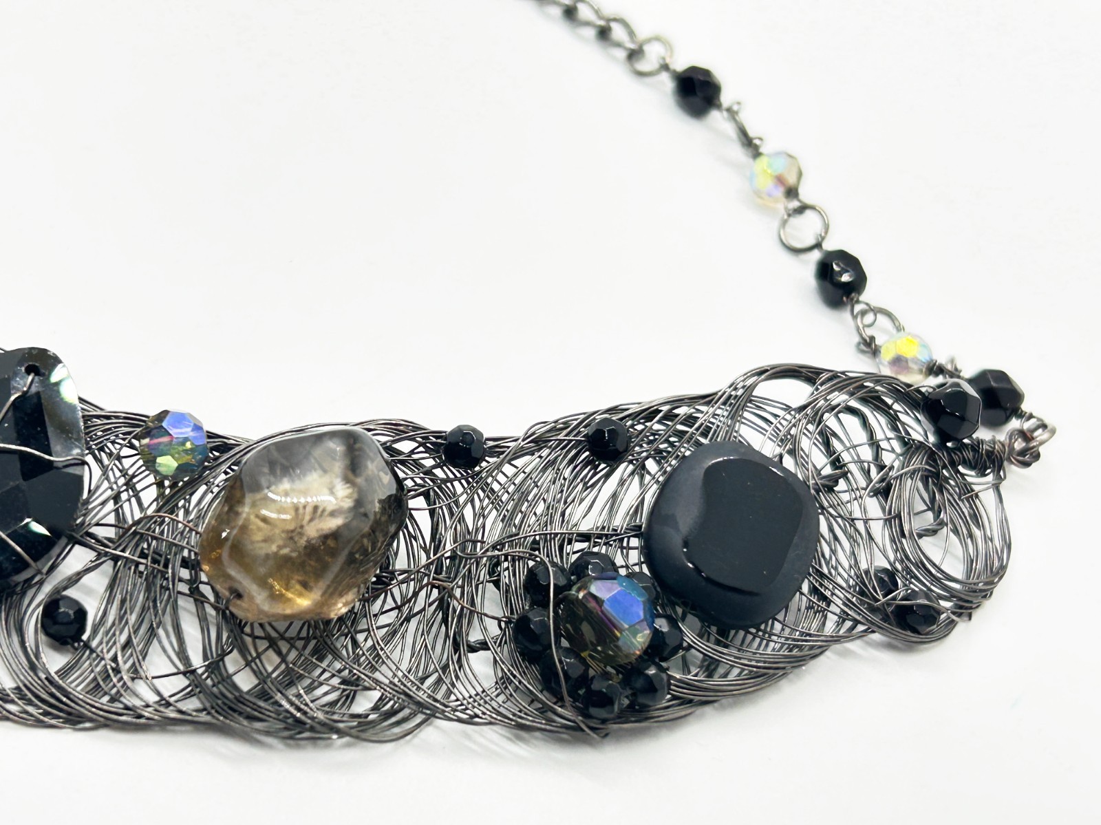 Handcrafted  Midnight Black Statement  Wire Neckl… - image 7