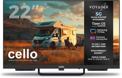 Cello Voyager Traveller Smart-Tizen 22'' LED-TV, 5G Router, Triple Tuner, Bluetoo